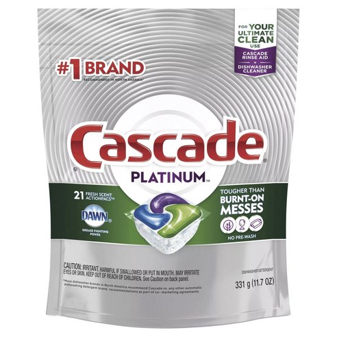 Cascade 플래티넘 프레시 향 식기세척기용 세제 21개입, 331g, 1개