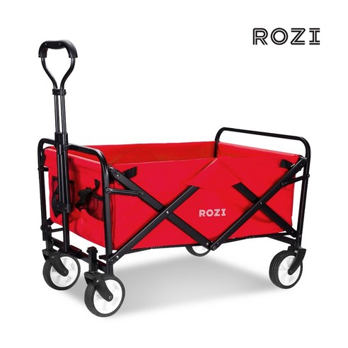 ROZI 편리한 접이식 다용도 캠핑웨건 + 보관용 커버 세트, 레드