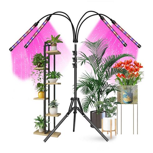 스마토이 스탠드형 LED 식물등 성장조명 4구 삼각대 세트, 스탠드형식물조명4구+삼각대