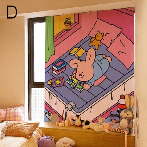 LONGNA 가리개 커튼 찍찍이 부착형 주방 창문 도어커튼 인테리어, D, 70*120cm