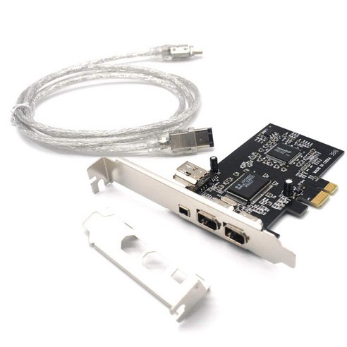 Xzante PCIe 3 포트 1394A Firewire 확장 카드 데스크탑 PC용 PCI Express 1X - IEEE 1394 어댑터 컨트롤러 DV 연결, 검은 색