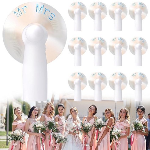 Glooglitter 12 Pcs Bridesmaid Gifts Wedding Bridal Party Favors Mr Mrs LED Fan Maid of Honor Handhel 냉풍기