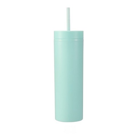 16oz 더블 AS 플라스틱 스트레이트 컵 다색 스크럽 음료 물컵, 청록색 X, 501-600ml