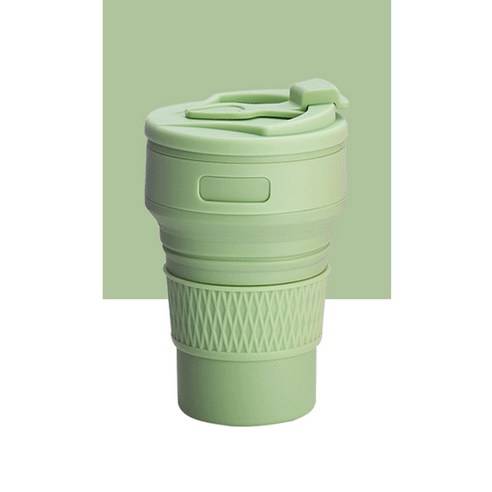 350ML 실리콘 접이식 커피 컵 휴대용 야외 여행 마시는 머그잔 접을 수 있는 물 차 컵, model 1 Green