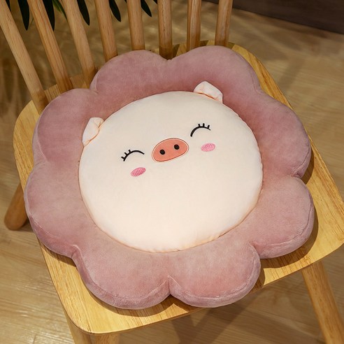 Fliukee 귀여운 꽃 캐릭터 방석, 40Cm, 작은 돼지