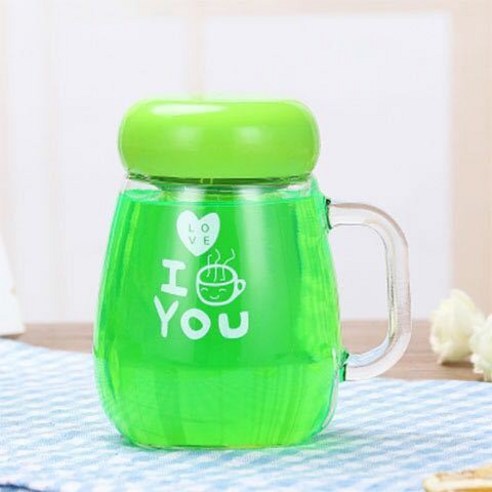 [하나를] 유리 컵 사무실 향기로운 차 컵 남성과 여성 차 컵 필터 스크린 380Ml, 1 녹색 (차 누출)