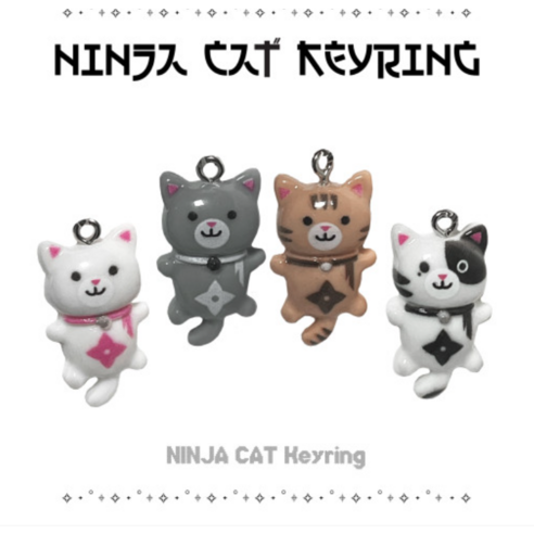 고양이 애호가를 위한 매력적인 닌자 고양이 키링