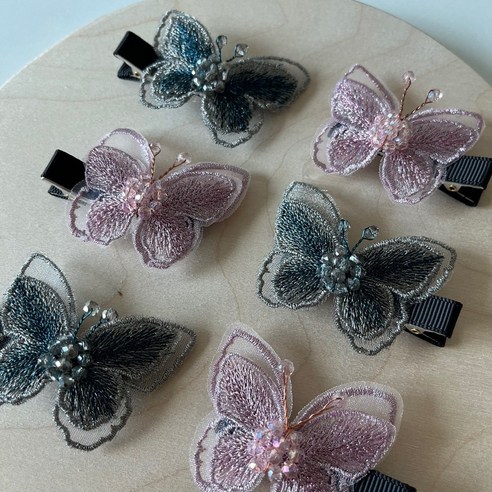 [단품] 전통모양 나비 집게핀, 바이올렛, 왼쪽