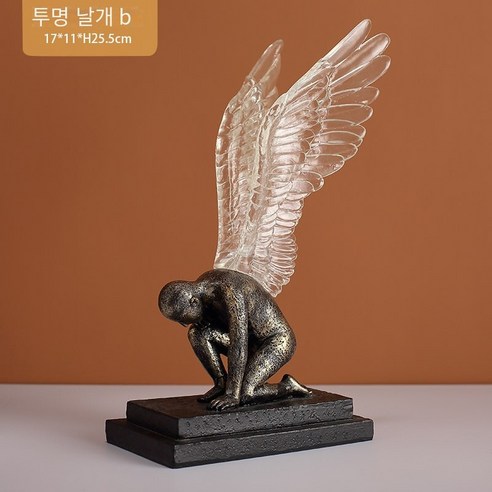창조적 인 천사 간단한 현대 거실 TV 캐비닛 현관 캐비닛 신발 캐비닛 연구 장식 수지 공예 장식품, 투명한 날개B금8358-A