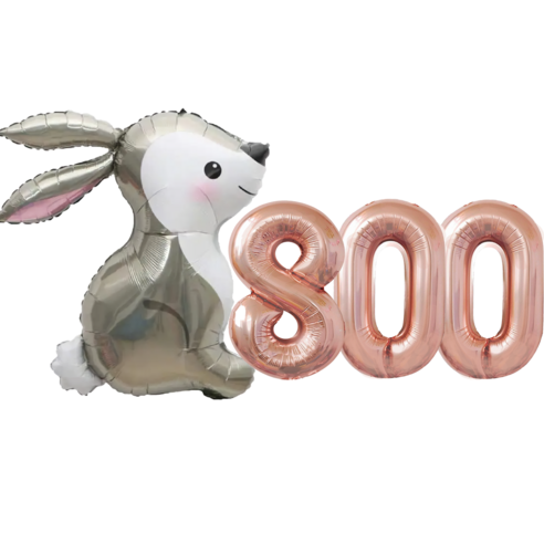 파파 파티 토끼 기념일 숫자 풍선 세트, 토끼 800, 1세트