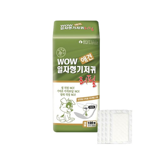 와우 애견용 일자형 속기저귀 리필, 대형, 100개입, 1개