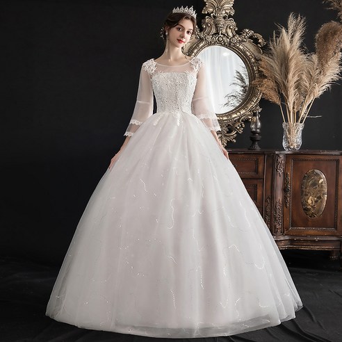 [웨딩나우ㅣ강추] 화려하고 고전적인 FANSYLI의 8XL 일자 어깨 신부 웨딩드레스 [WeddingNOWㅣ인기상품]