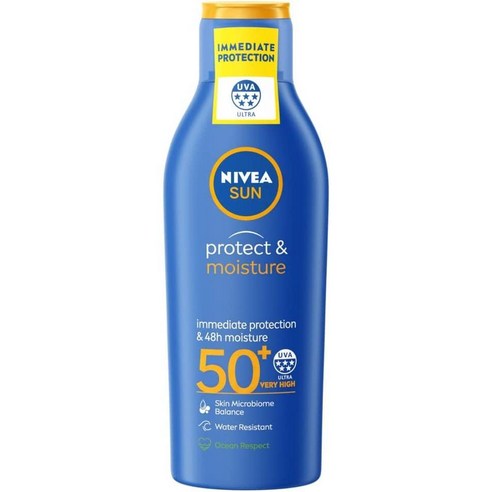 영국 미국 Nivea 썬 프로텍트 & 모이스처 로션 SPF50+ (200ml) 모이스쳐링 썬크림 with SPF50+, 1개