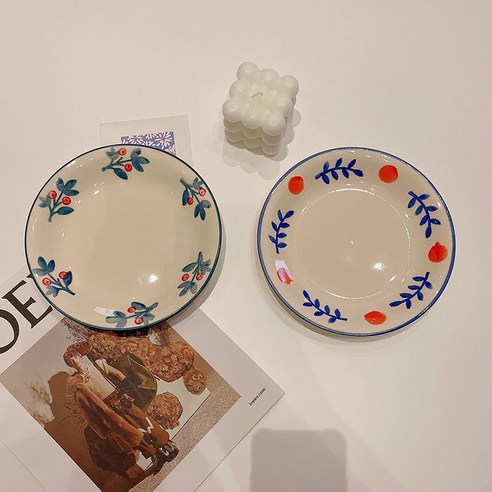 그릇 접시 노점 도매 보기 좋은 도자기 접시 식기 식판 그물 얕은 접시 스테이크 접시 과일 접시 아침 식판, 고정 조합 GK