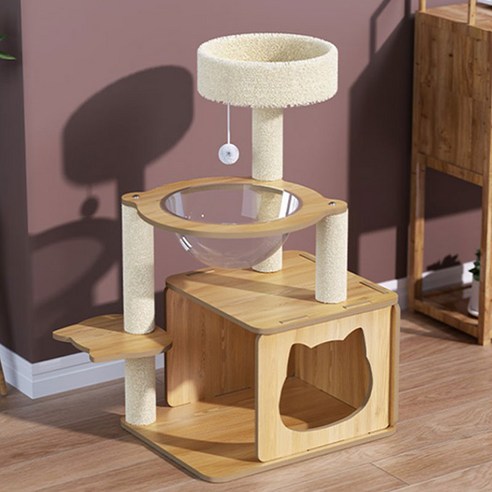 아이위크 고양이 우드 스크래처 미니 캣폴 캣타워: 냥이의 행복 놀이터, 좁은 공간을 위한 완벽한 선택 미니캣타워