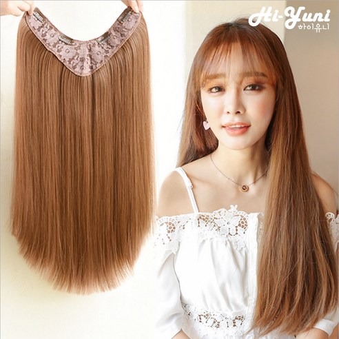 하이유니 스트레이트 펌 반가발 60cm, 다크브라운