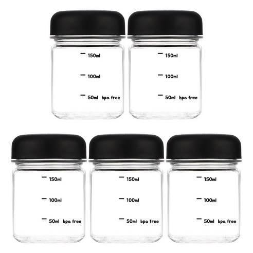 위드 국산 미니 보틀 눈금 물병 트라이탄 180ml 5p, 블랙 (5개입), 5개