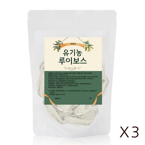 유기농 루이보스 티 삼각 티백, 3세트, 30개입, 1.5g
