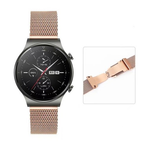 밀라노 스트랩 삼성 갤럭시 시계 3/화웨이 시계 GT2/Amazfit GTR 금속 나비 버클 팔찌 22 20mm 시계 밴드 |, 로즈 골드, 삼성 갤럭시 41mm