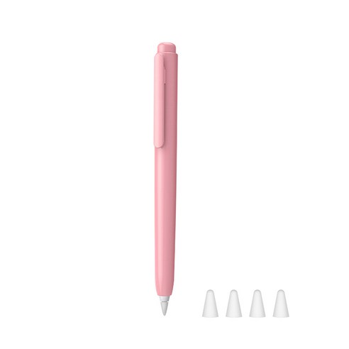 제이로드 애플펜슬 1세대 똑딱이 케이스 + 실리콘 펜팁캡 4P, 핑크