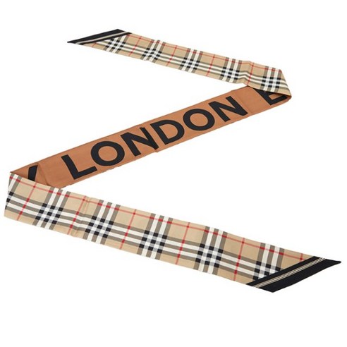 Burberry 버버리 빈티지 체크 로고 프린트 실크 스키니 스카프 8028950