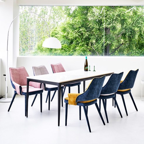 고급스럽고 편안한 가구앤하우스 코브라 조야 원단 인테리어 디자인 카페 식탁 의자