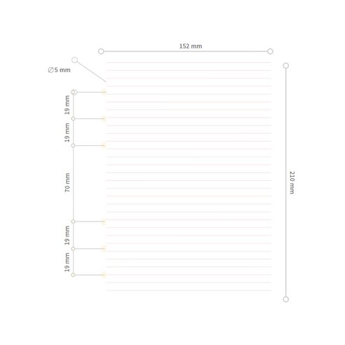 드림널스 A5 6공다이어리 120g 라인 줄눈 속지 리필 180page, 1개