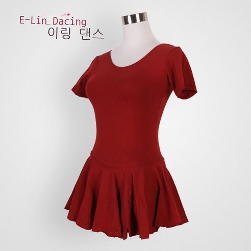 성인 반팔 프릴 스커트, XXL, 와인
