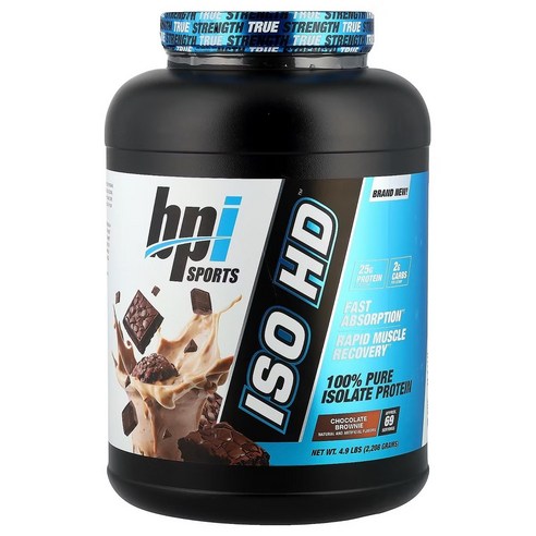 미국 BPI Sports의 유청 단백질 아이솔레이트(WPI). 1회분 단백질 25g+, 지방·유당 극저. 유당불내증에도 소화 부담 적고 초콜릿 브라우니 맛이 진하고 풍부한 프리미엄 프로틴 - 1