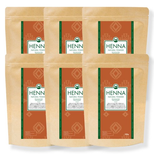 프롬아유르베다 천연 헤나 가루 100% 셀프 새치 헤나 염색약 100g, 단품, 6개