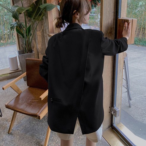 UPPERCUT 여성 루즈핏 사선절개 포인트 싱글 정장 자켓