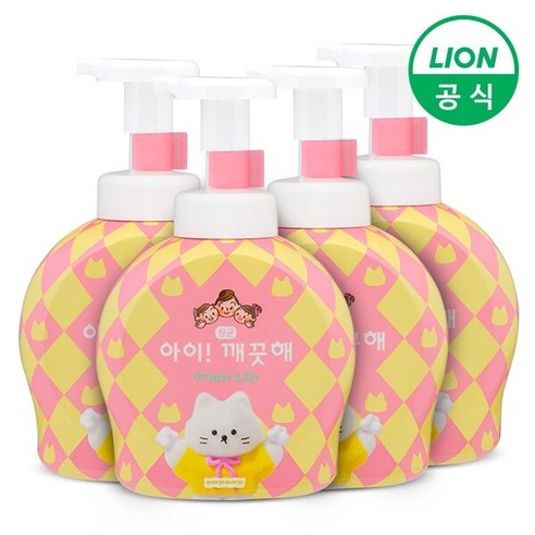 아이깨끗해 위글위글 핸드워시 용기 화이트릴리향, 490ml, 4개