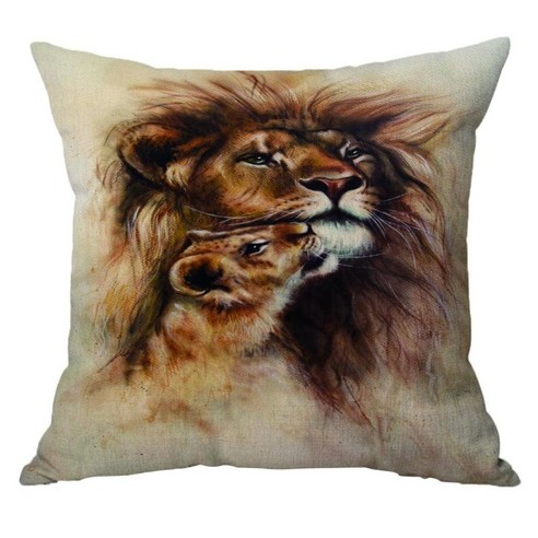 절묘한 표준 리넨 동물 패턴 거실 Pillowslip 베갯잇, 사자 50x50cm, 설명