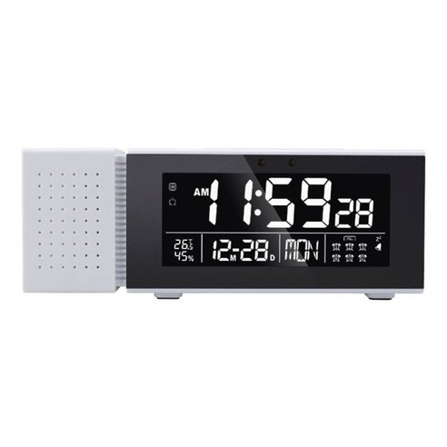 가정용 LCD 디지털 알람 시계용 알람 시계 라디오 - 야간 조명 알람 스누즈 밝기 조광기 숫자 디스플레이, 하얀, 플라스틱