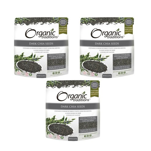 오가닉트래디션스 다크 치아 씨드, 227g, 3개