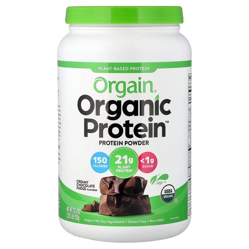 올게인 Organic Protein 파우더 식물성 크리미 초콜릿 퍼지 920g(2.03lbs)