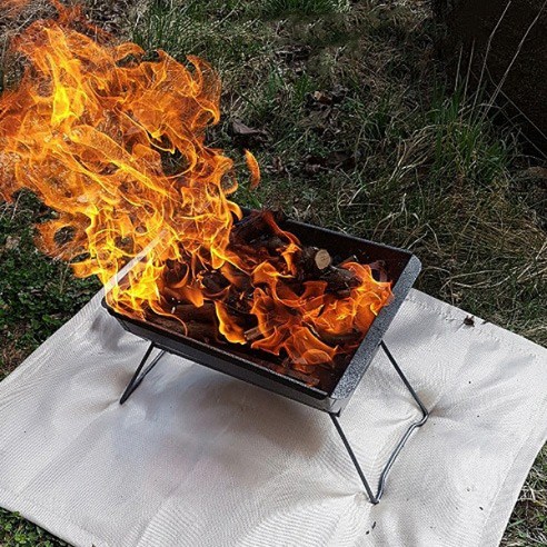 장작깔개 방염천 방염포 캠핑방염매트 불멍 화로대 불연포 방열포 아일렛고정, 100x80CM 00001GA