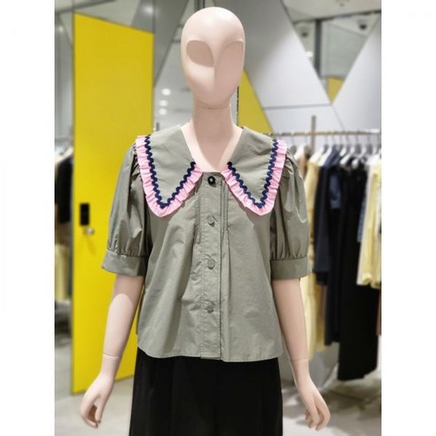 럭키슈에뜨 퍼프 컬러 빅 칼라 블라우스LYSAM24630 (722490 )