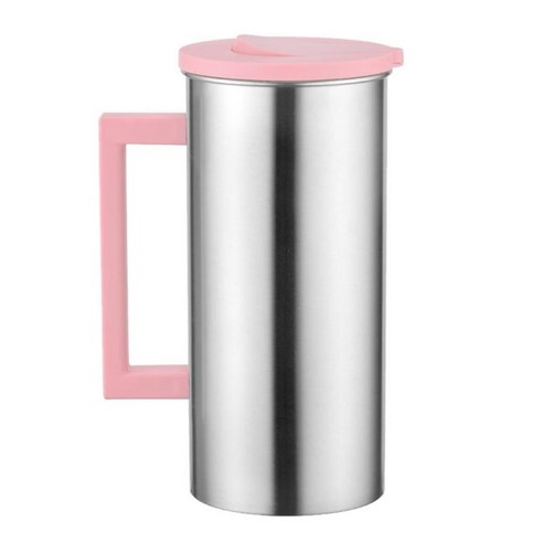 1.8L 스테인리스 물 주전자 주스 물 투수 테이블 장식, 핑크, 10.5x22cm, 스테인레스 스틸
