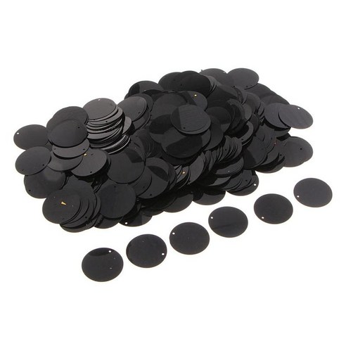 100g 라운드 루스 스팽글 Paillettes 결혼식 봉제 공예 3cm 블랙, 플라스틱