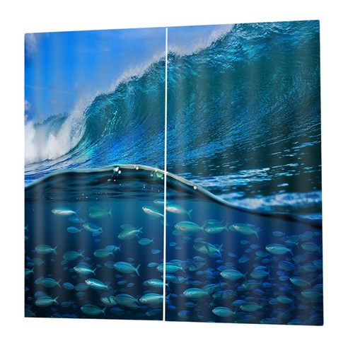 WJSHOP 거실에 대 한 3D 커튼을 줄이는 2 패널 디지털 인쇄 빛, M, 설명
