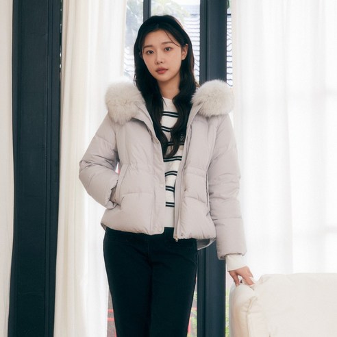 JJ지고트 폭스퍼 후드 스트링 숏 덕다운 점퍼 GPBM2PD921