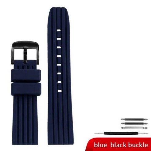 Soft silicone Watch Band 22mm for Breitling Watchband Avenger Challenger Yellow Wolf Super Ocean Cul, 04 blue black buckle_01 22mm