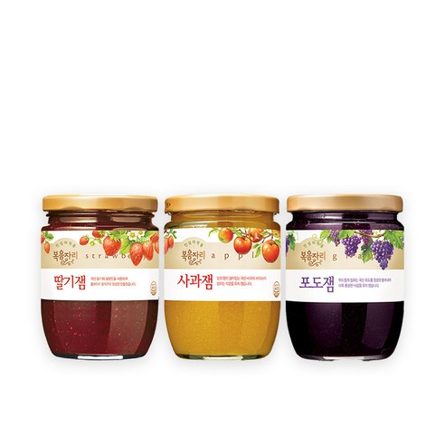 복음자리 과일잼 3개 세트 (딸기 사과 포도 5가지베리잼 무화과), 딸기잼500g+딸기잼500g+5가지베리350g