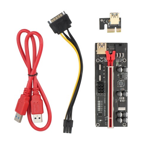 Retemporel VER010S USB3.0 PCI-E 라이저 VER010 PLUS Express 1X 4X 8X 16X 익스텐더 Pcie 어댑터 카드 SATA 6핀 전원(1세트), 1개