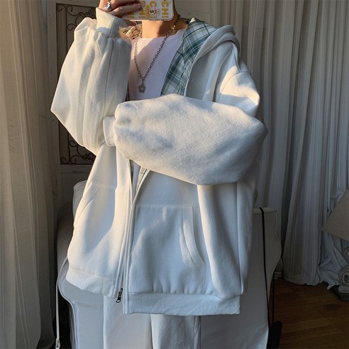 YANG 카디건 후드 스웨터 남성 가을 새로운 양면 코트 느슨한 한국어 스타일 유행 홍콩 스타일 캐주얼 코트