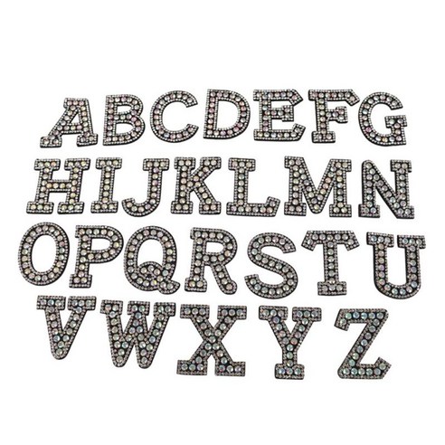 26pcs A-Z 알파벳 패치 DIY 바느질 의류 스티커 라인 석 편지 아플리케 셔츠 청바지 수리, 검은 색, 천
