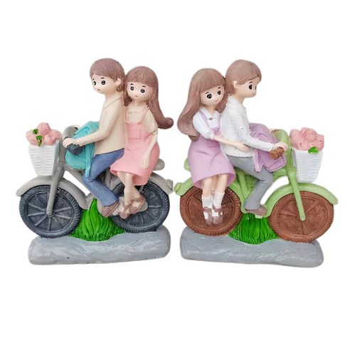발렌타인 데이를위한 1 쌍 커플 입상 요정 조각 연인 동상 장식, 수지, 여러 가지 빛깔의