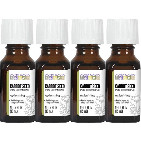 아우라카시아 리프레니싱 퓨어 에센셜 오일 당근 씨앗, 15ml, 4개