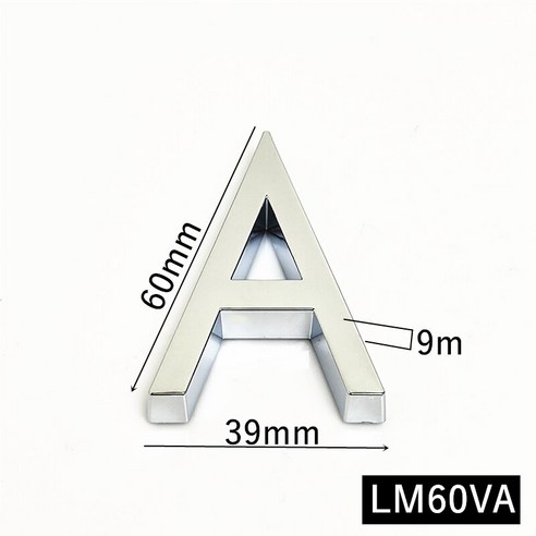 5.8CM 3D 자체 접착 현대 문 번호 플라크 문 플레이트 번호 집 번호 호텔 방 주소 숫자 스티커 사인 라벨 DIY, {"크기":"하나"}, Silver A
